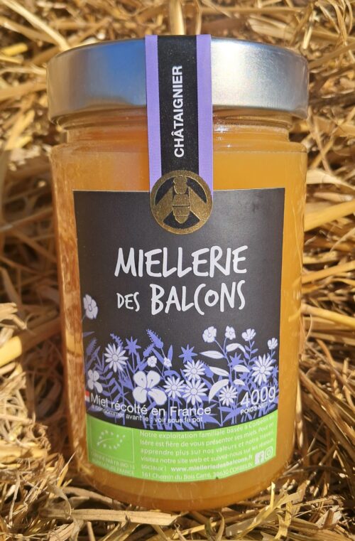Miel châtaignier BIO - miellerie des balcons - 400 gr.